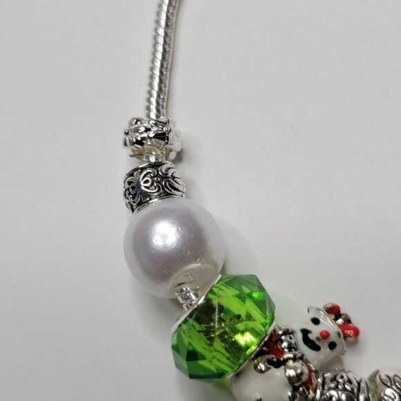 NWT Pandora Style Christmas Charm Bracelet Christmas Tree, Snowman, Red, Green - Picture 4 of 8